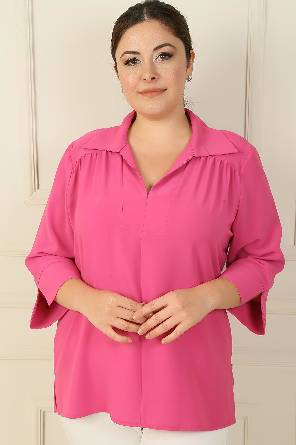 Polo Yaka Çeyrek Kol B.B. Bluz