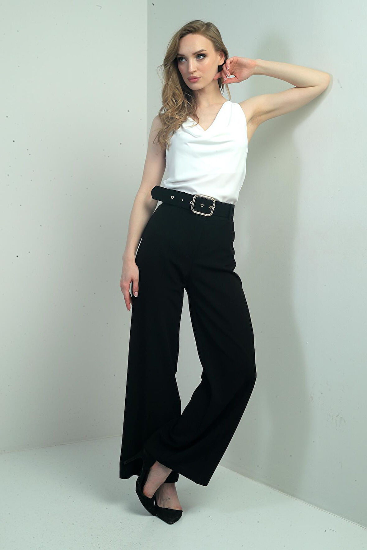 Kadın Scuba Krep Likralı Palazzo Pantolon