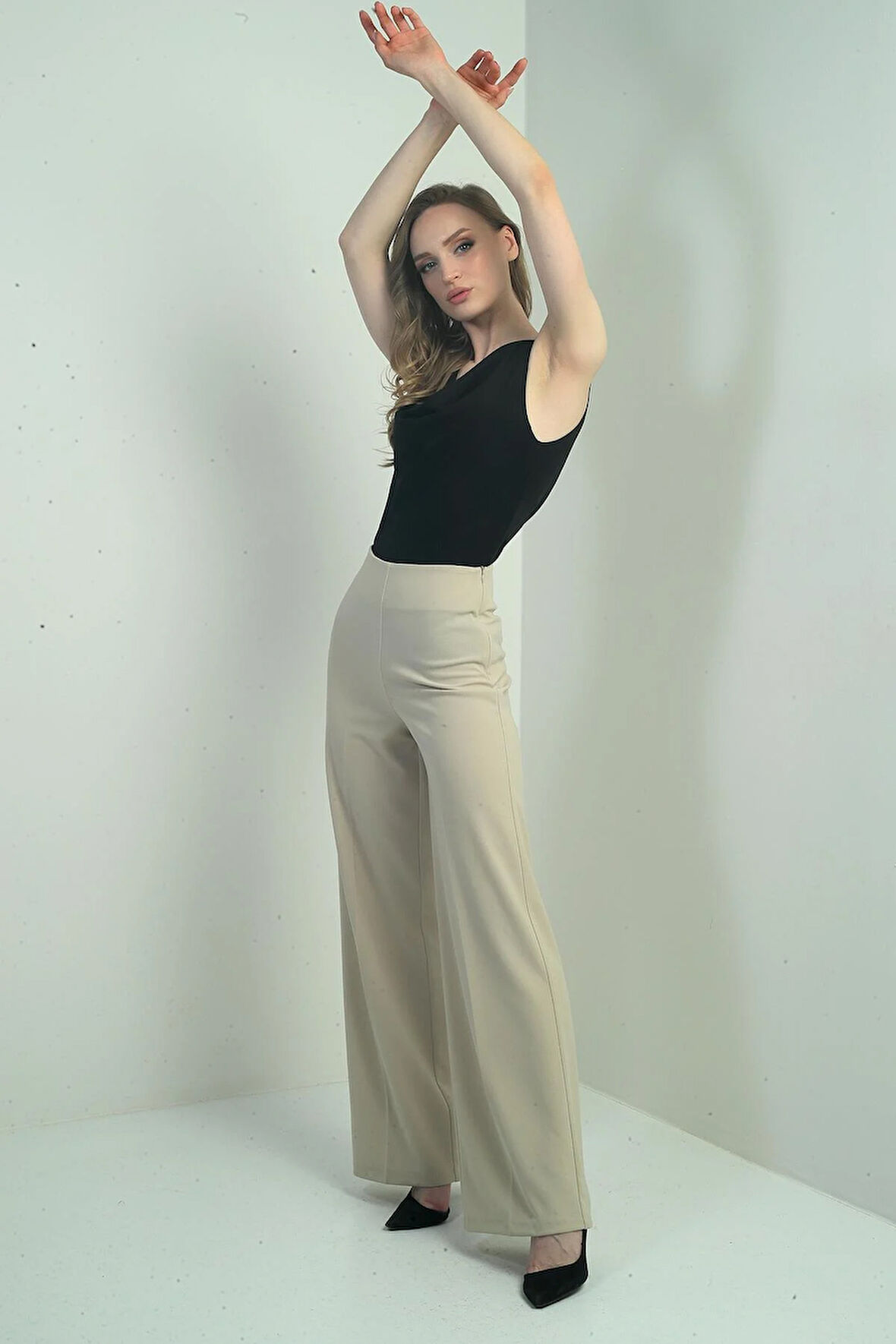 Kadın Yüksek Bel Scuba Krep Palazzo Pantolon