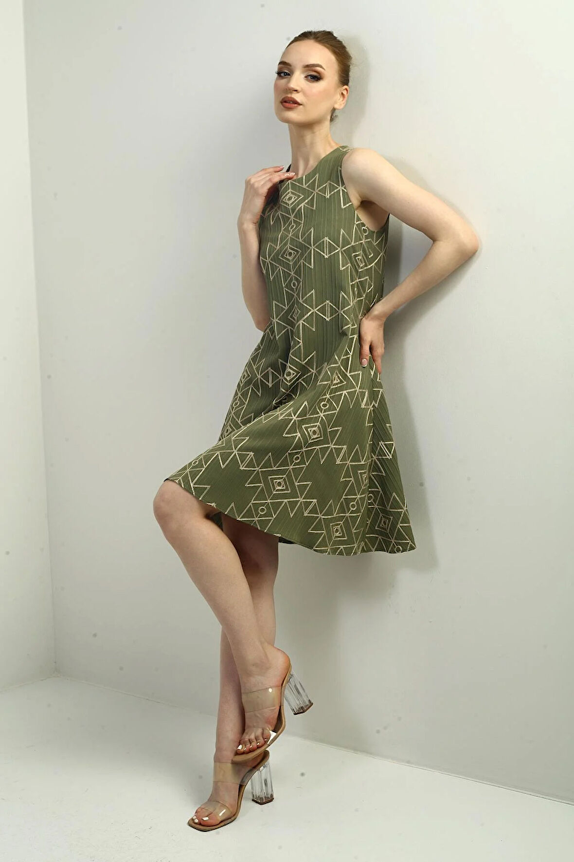 Kadın Etnik Desen Kordeneli Kısa Elbise