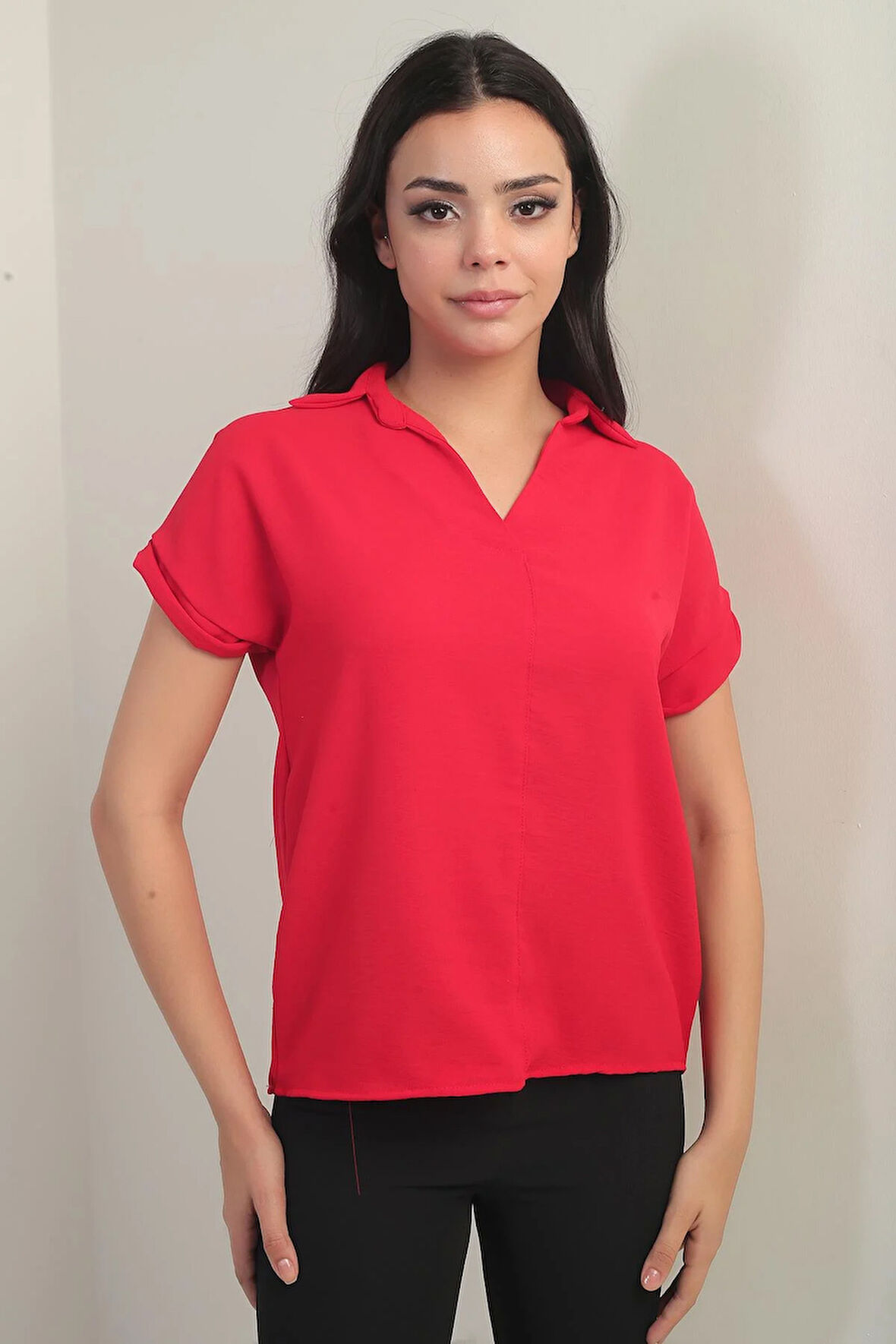 Polo Yaka Duble Kol Ayrobin Bluz