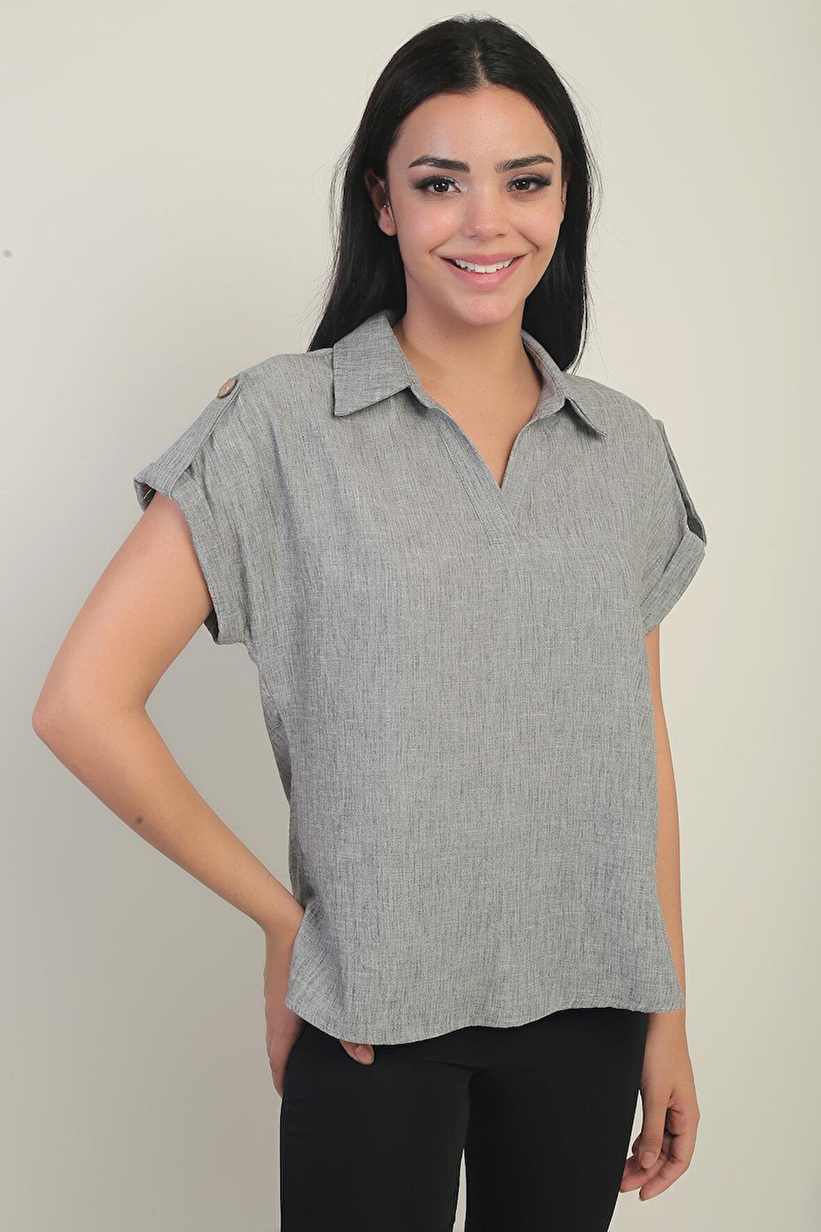 Kadın Polo Yaka Apoletli Gömlek