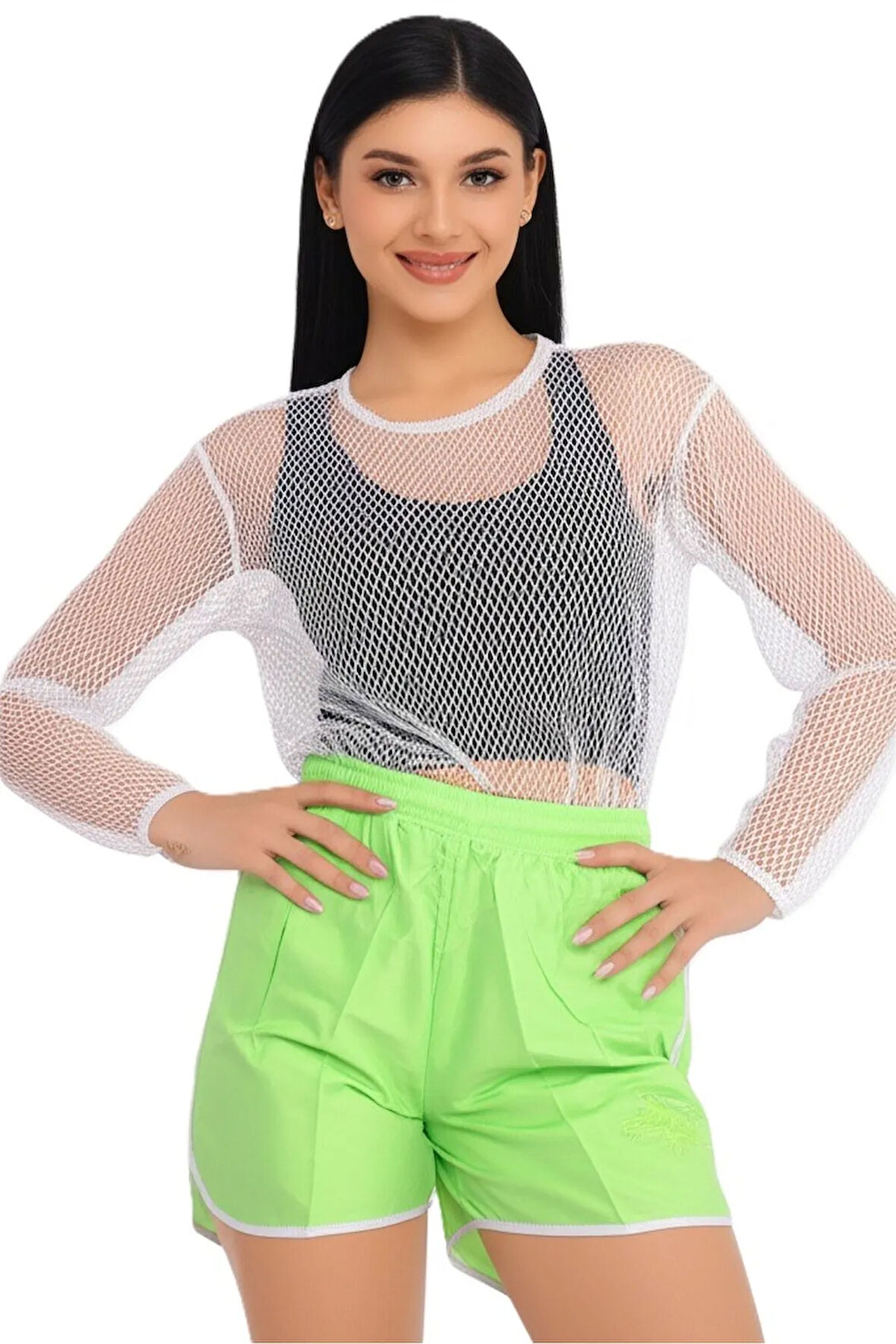 Kadın Plaj ve Deniz Şortu Günlük Hızlı Kurur Esnek Cepli Bağcıklı RahatKesim OPKPDS26OPMOD12