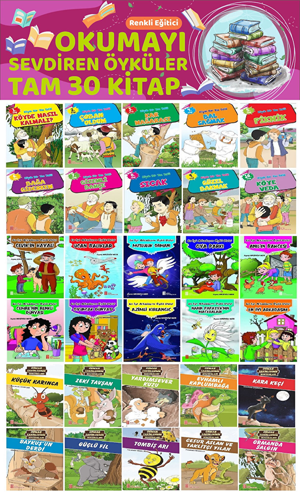 2.ve 3.Sınıf Öğrenciler İçin Öğretmen Tavsiyeli Okumayı Sevdiren Hikayeler (30 Kitap)