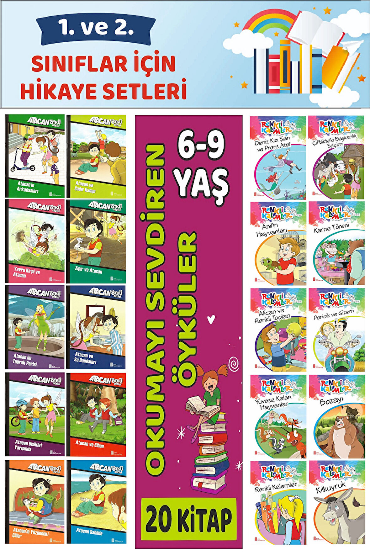 1.ve 2.Sınıflar İçin Okuma Alışkanlığı Kazandıran Mükemmel 20 li Hikaye Seti