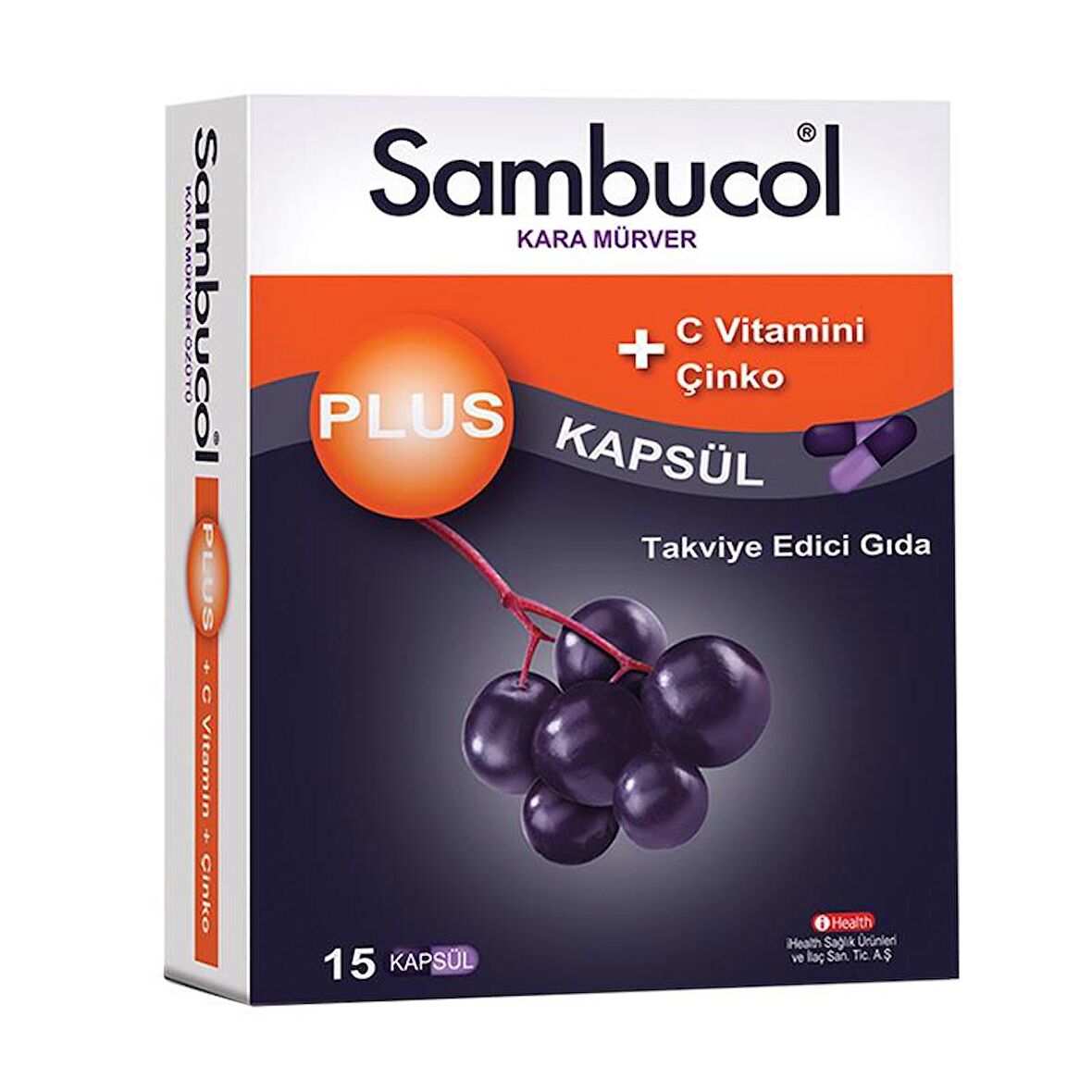 Sambucol Plus Kara Mürver C Vitamini + Çinko İçeren Takviye Edici Gıda 15 Kapsül