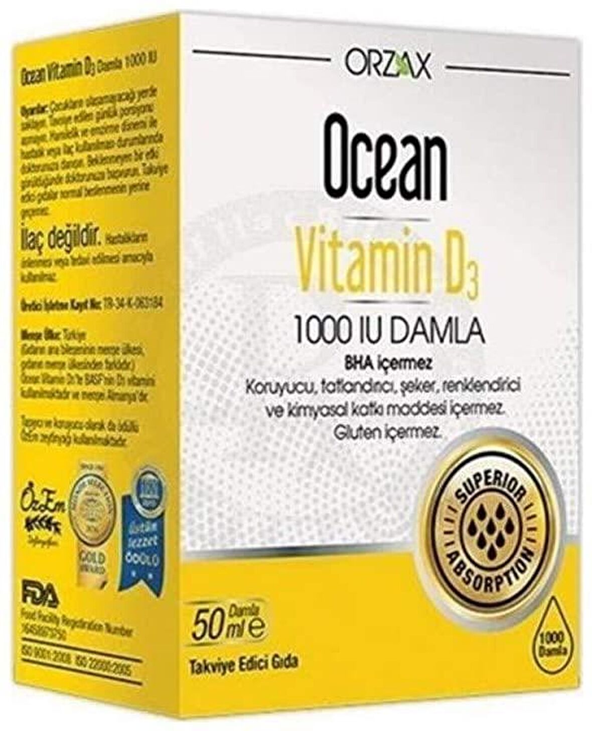 Ocean Vitamin D3 Damla 1000 IU 50ml