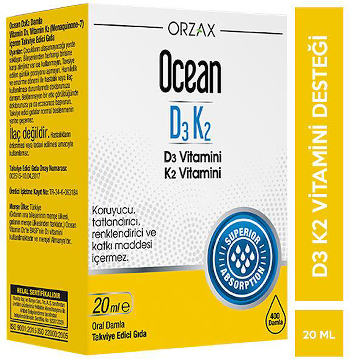 Ocean D3K2 Vitamin Damla 20 ml -  Diş Beyazlatıcı Köpük Hediye