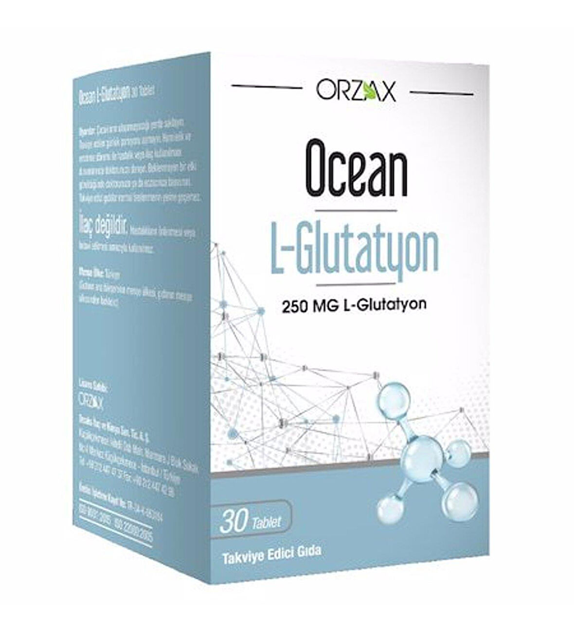 Ocean L-Glutathione 250 mg 30 Tablet Takviye Edici Gıda Diş Beyazlatıcı Köpük Hediye
