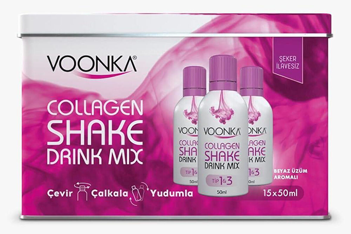 Voonka Beauty Collagen Shake Drink Mix 15 Saşe Beyaz Üzüm Aromalı - Diş Beyazlatıcı Köpük Hediye