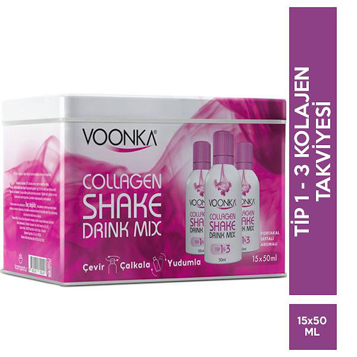 Voonka Beauty Collagen Shake Drink Mix 15 Saşe Portakal Şeftali Aromalı - Diş Beyazlatıcı Köpük Hediye