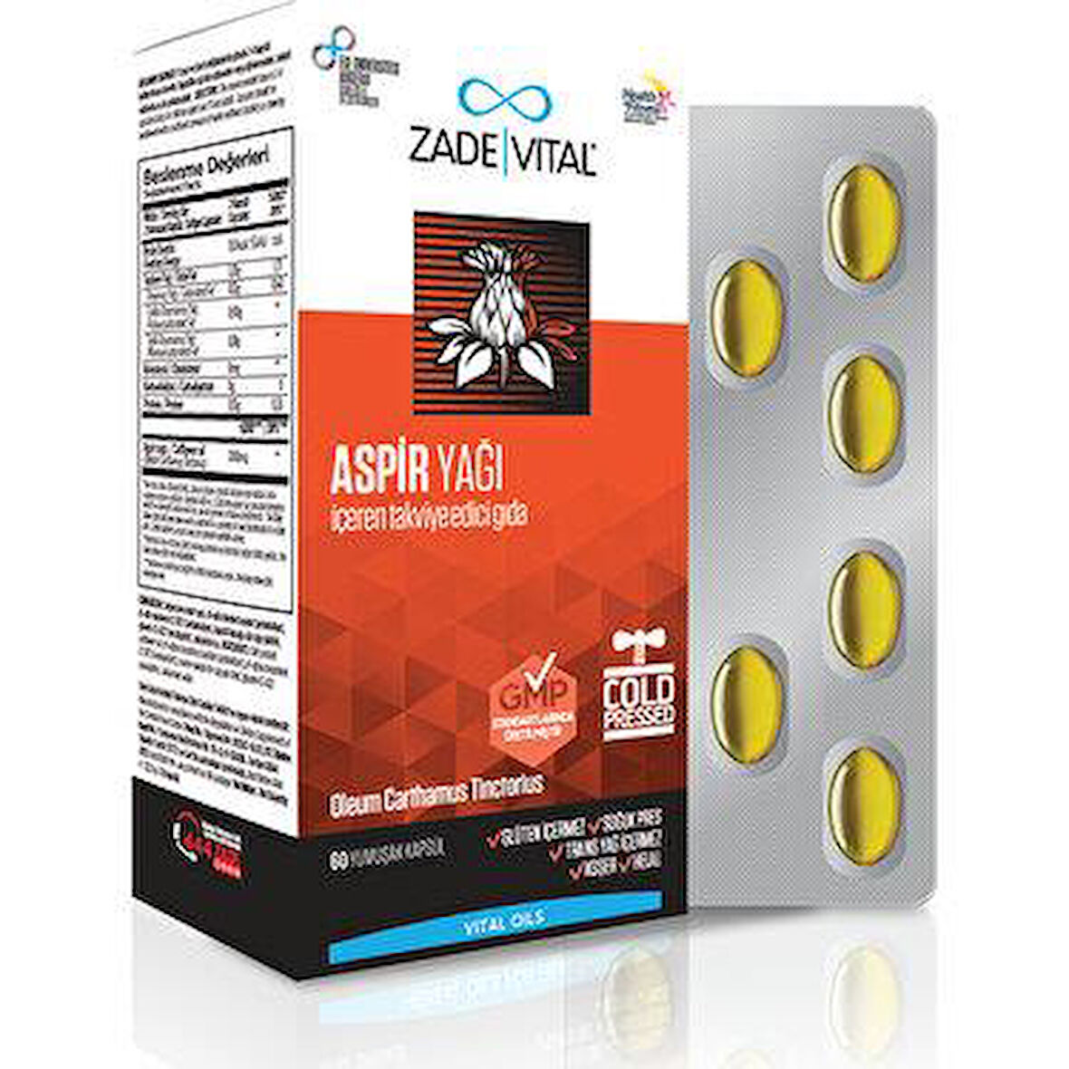 Zade Vital Aspir Yağı 600 mg 60 Kapsül - Diş Beyazlatıcı Köpük Hediye
