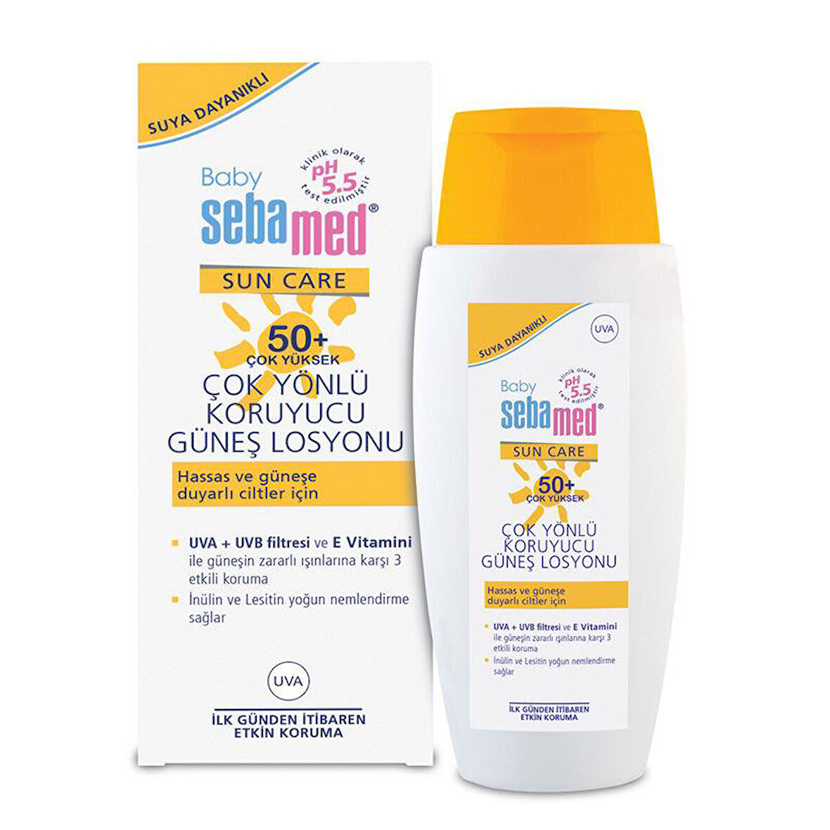 Sebamed Baby Sun Losyon SPF 50 150 ML Çocuklar için Güneş Losyonu - Diş Beyazlatıcı Köpük Hediye