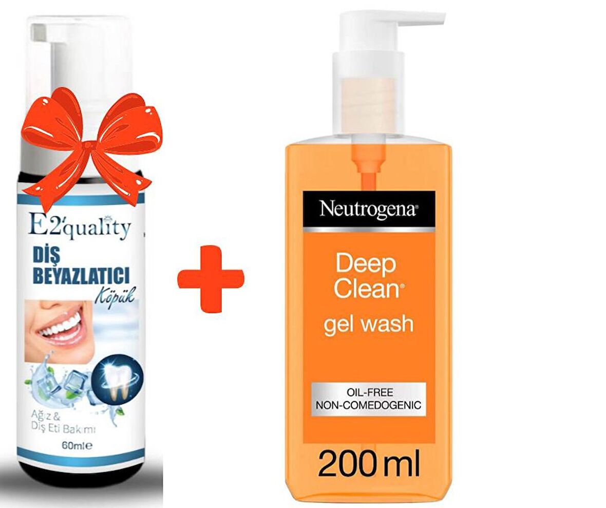 E2'quality Diş Beyazlatıcı Köpük + Neutrogena Deep Clean Yüz Temizleme Jeli, 200 ml