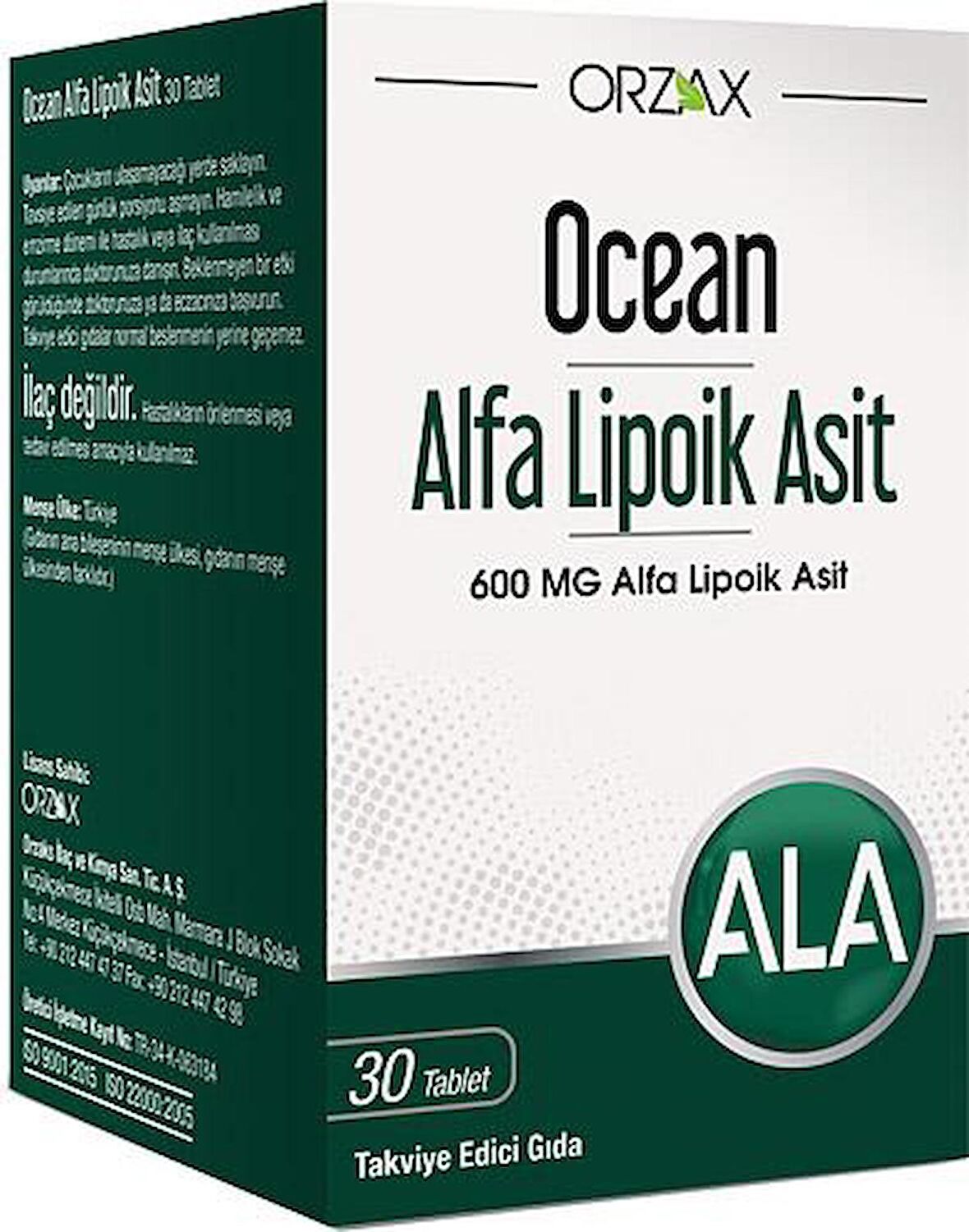 Orzax Ocean Alfa Lipoik Asit 600 mg 30 Tablet