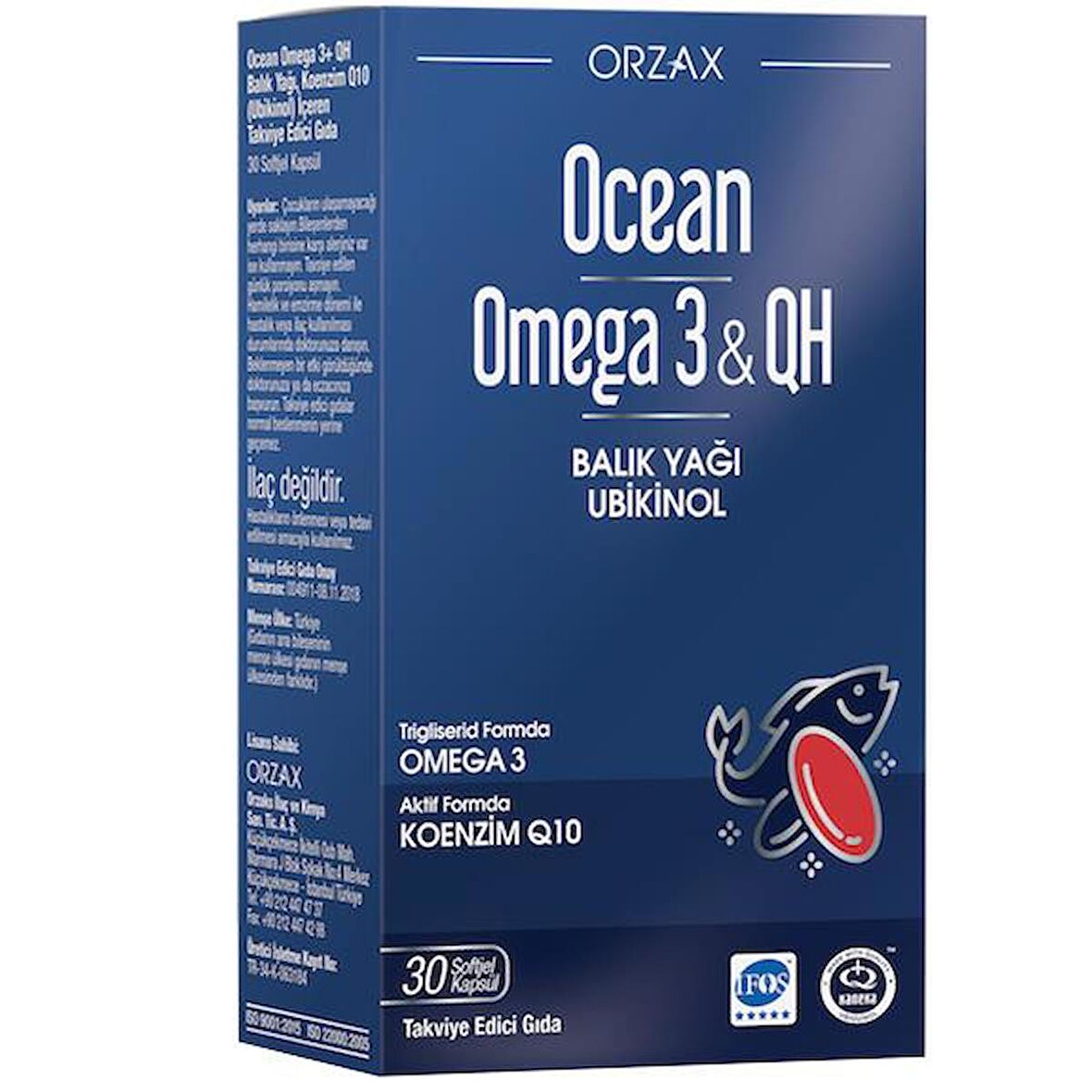 Orzax Ocean Omega 3 & QH Takviye Edici Gıda 30 Kapsül