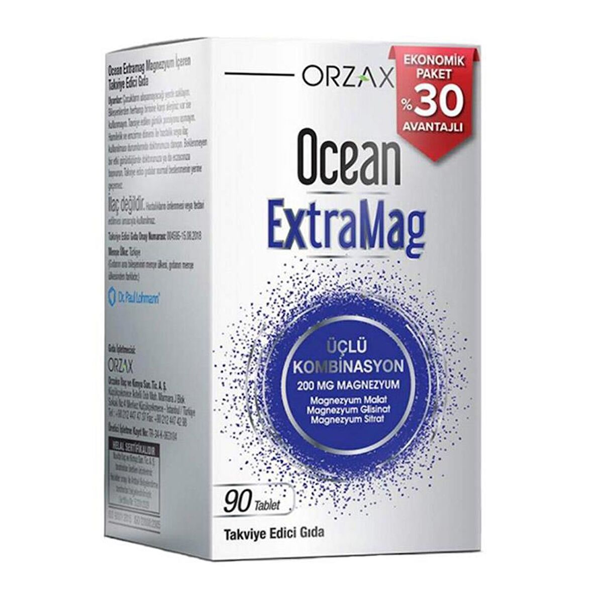 Orzax Ocean ExtraMag Üçlü Magnezyum Kombinasyonu 90 Tablet