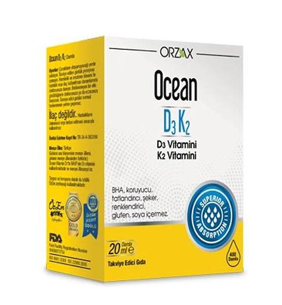 Orzax Ocean D3K2 Vitamin Damla 20 ml