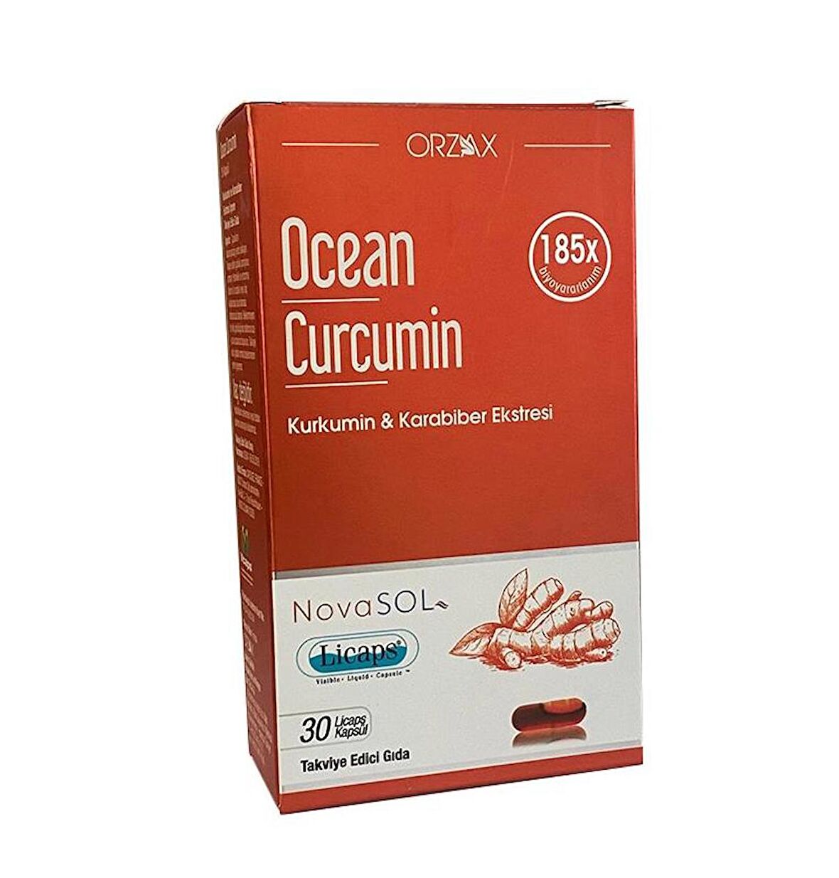 Orzax Ocean Curcumin Karabiber Ekstresi Takviye Edici Gıda 30 Kapsül