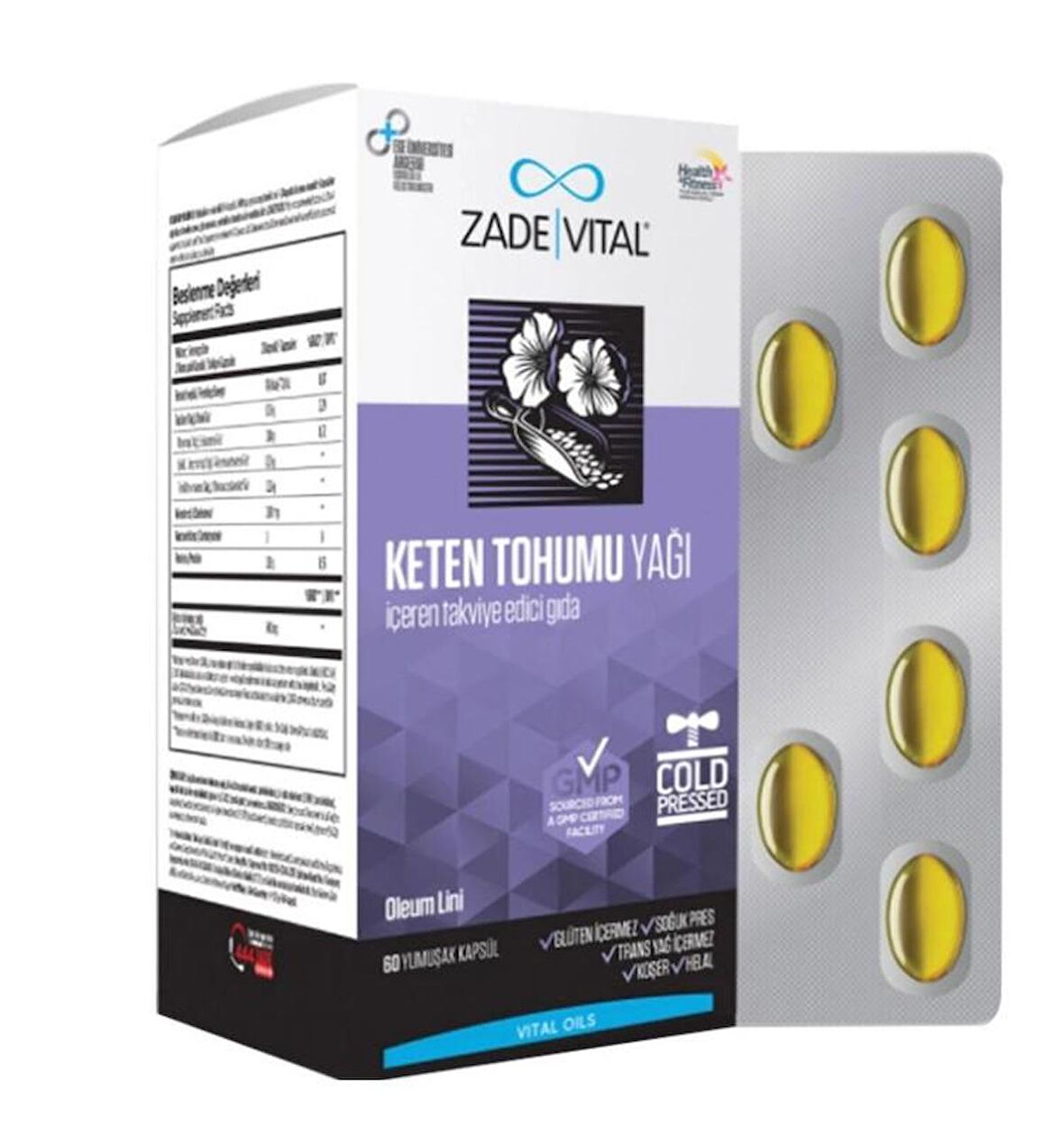 Zade Vital Keten Tohumu Yağı 625 mg 60 Kapsül