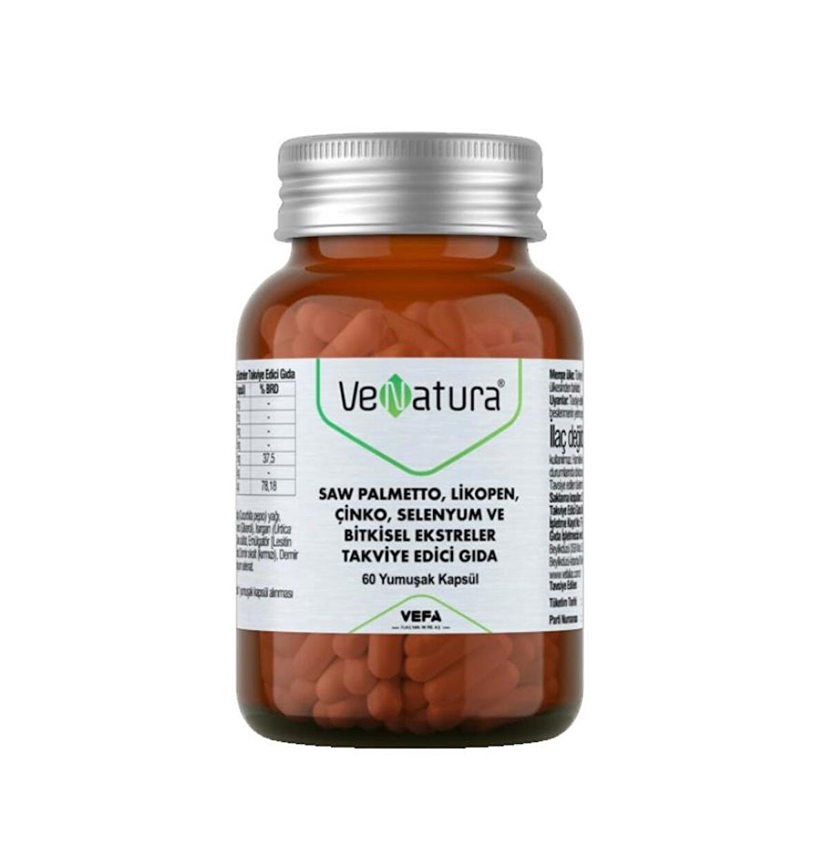VeNatura Saw Palmetto, Likopen, Çinko, Selenyum 60 Yumuşak Kapsül