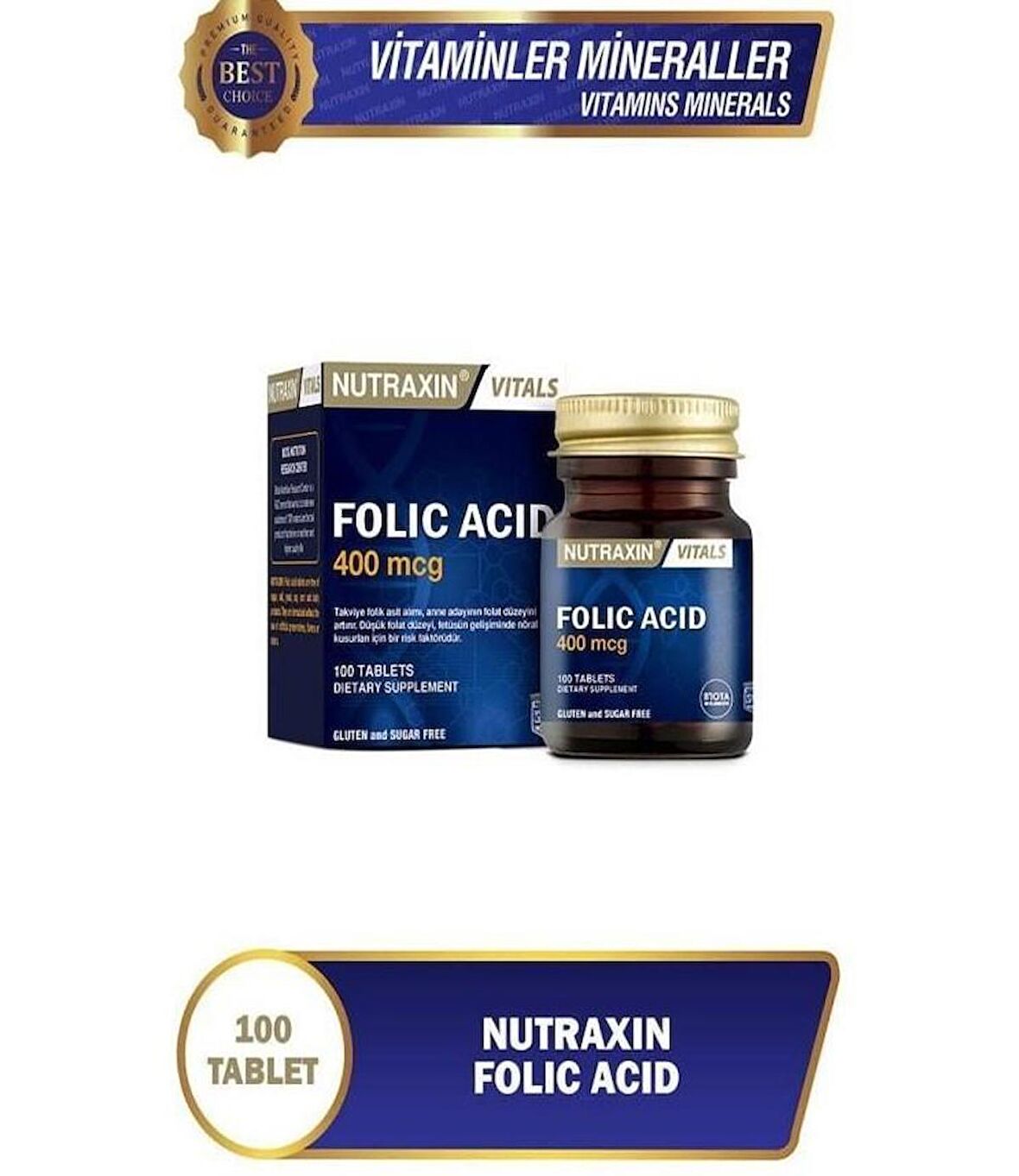 Nutraxin Folic Acid 400 Mcg 100 Tablet