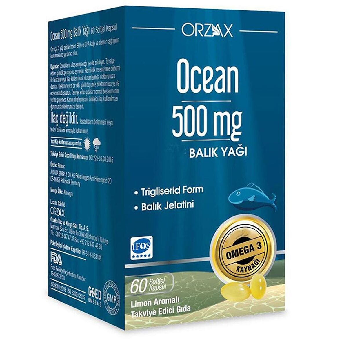 Orzax Ocean Balık Yağı 500mg 60 Kapsül