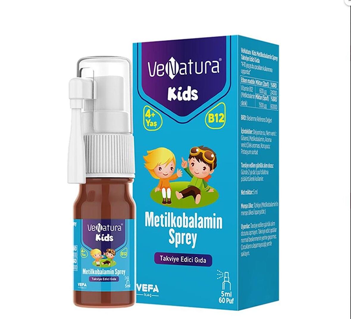Venatura Kids B12 Metilkobalamin 5 ml 60 Puf Sprey