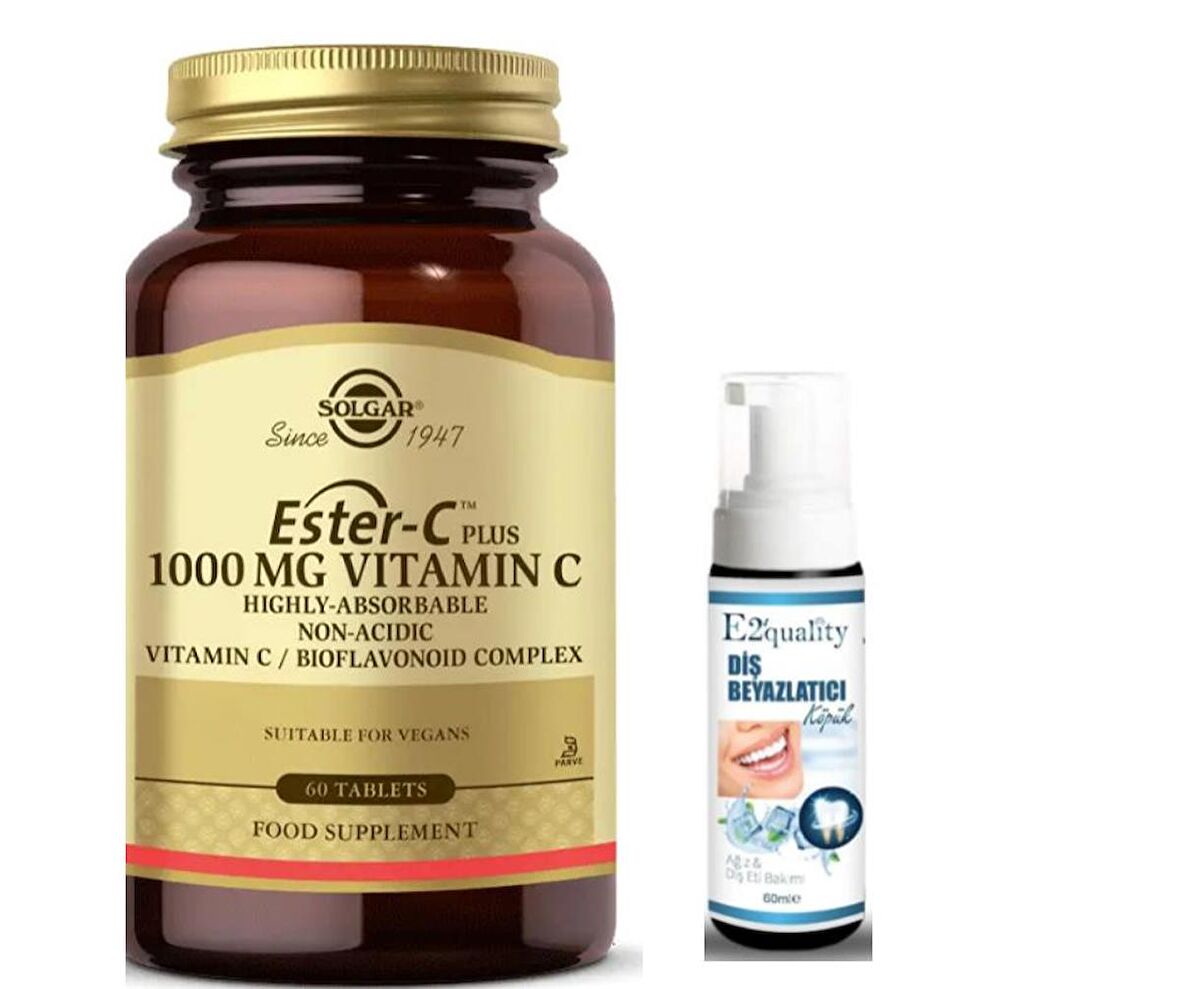 Solgar Ester-C Plus 1000 mg 60 Kapsül - Diş Beyazlatıcı Köpük Hediye