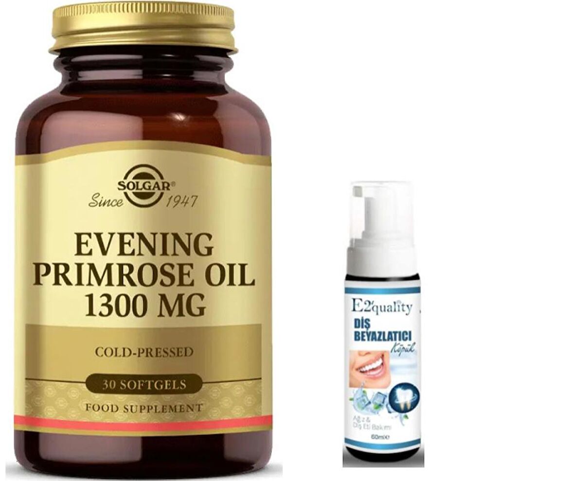 Solgar Evening Primrose Oil 1300 mg 30 Kapsül - Diş Beyazlatıcı Köpüğü Hediye