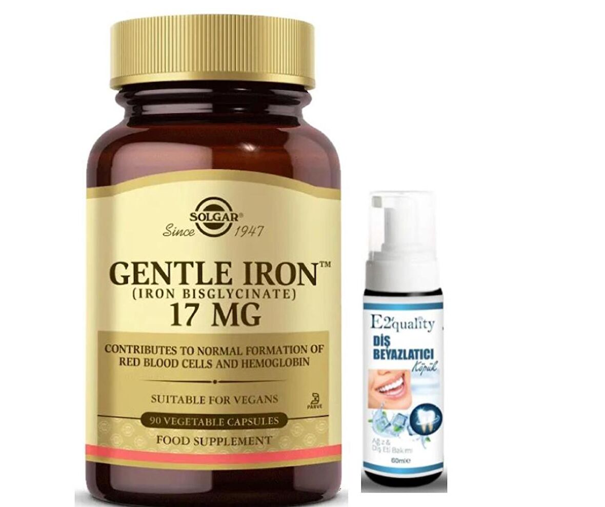 Solgar Gentle Iron 17 mg 90 Kapsül - Diş Beyazlatıcı Köpük Hediye