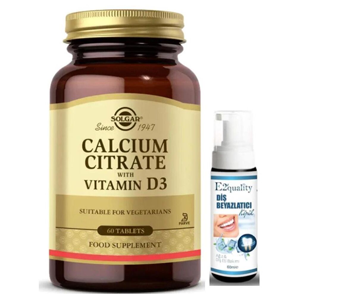 Solgar Calcium Citrate with Vitamin D3 60 Tablet - Diş Beyazlatıcı Köpük Hediye