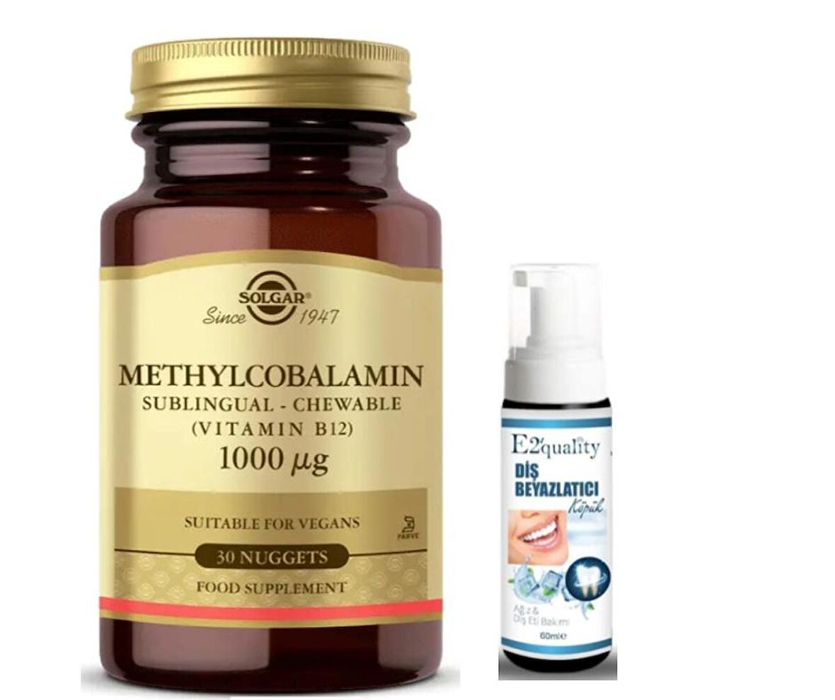 Solgar Methylcobalamin (B12) 1000 mcg 30 Dilaltı Tablet - Diş Beyazlatıcı Köpük Hediye