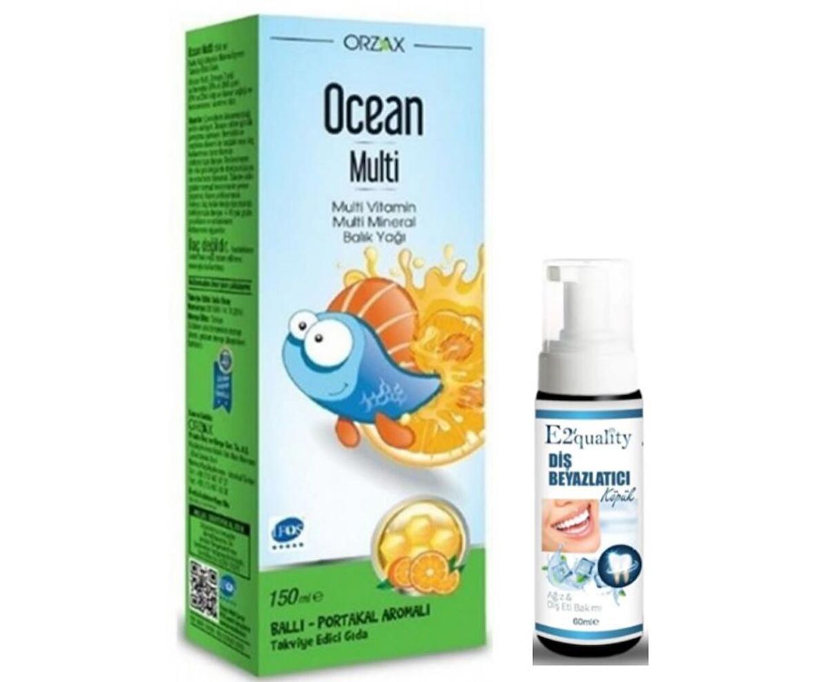 Orzax Ocean Multi Şurup 150 ml - Ballı Portakallı - Diş Beyazlatıcı Köpük Hediye