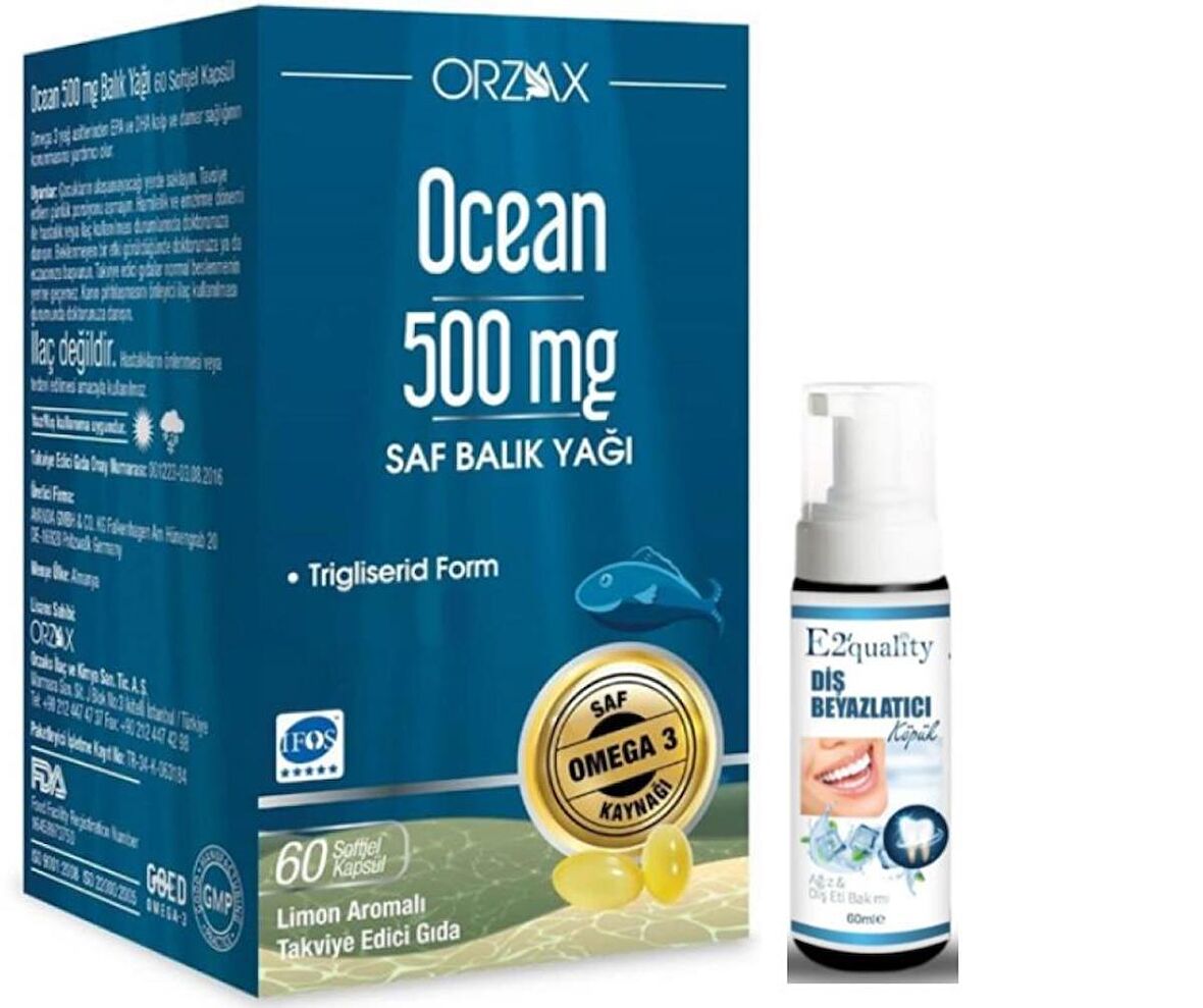 Orzax Ocean 500mg 60 Kapsül - Diş Beyazlatıcı Köpük Hediye