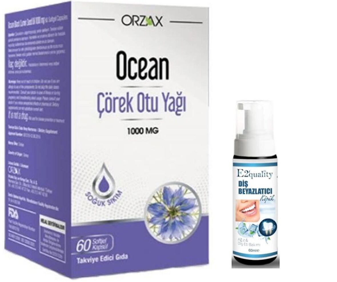 Orzax Ocean Çörek Otu Yağı 60 Kapsül - Diş Beyazlatıcı Köpük Hediye