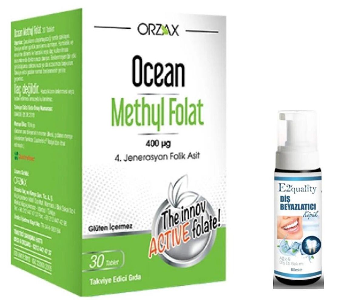 Orzax Ocean Methyl Folat 30 Tablet - Diş Beyazlatıcı Köpük Hediye