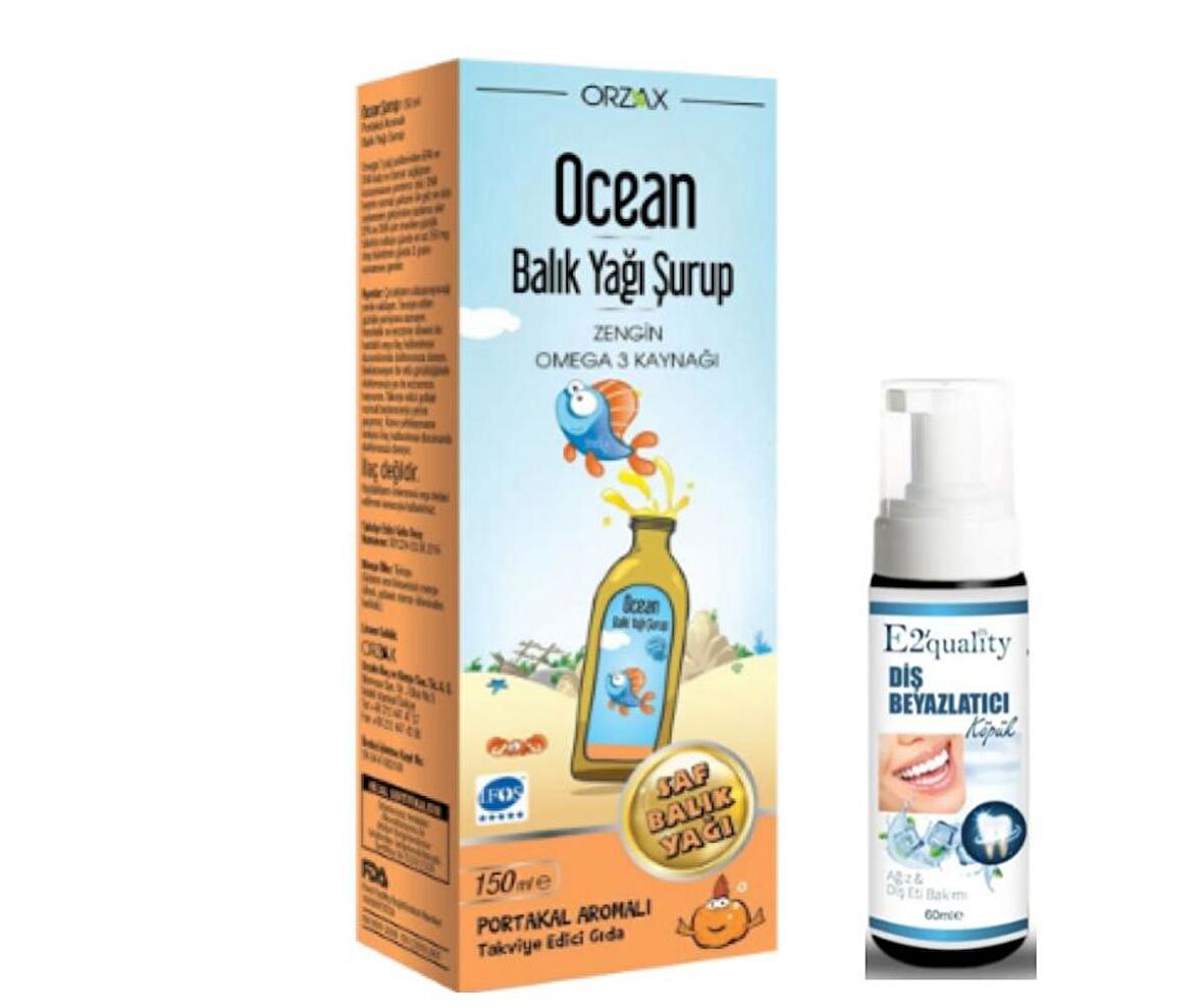 Orzax Ocean Omega3 Şurup 150 ml - Portakal - Diş Beyazlatıcı Köpük Hediye