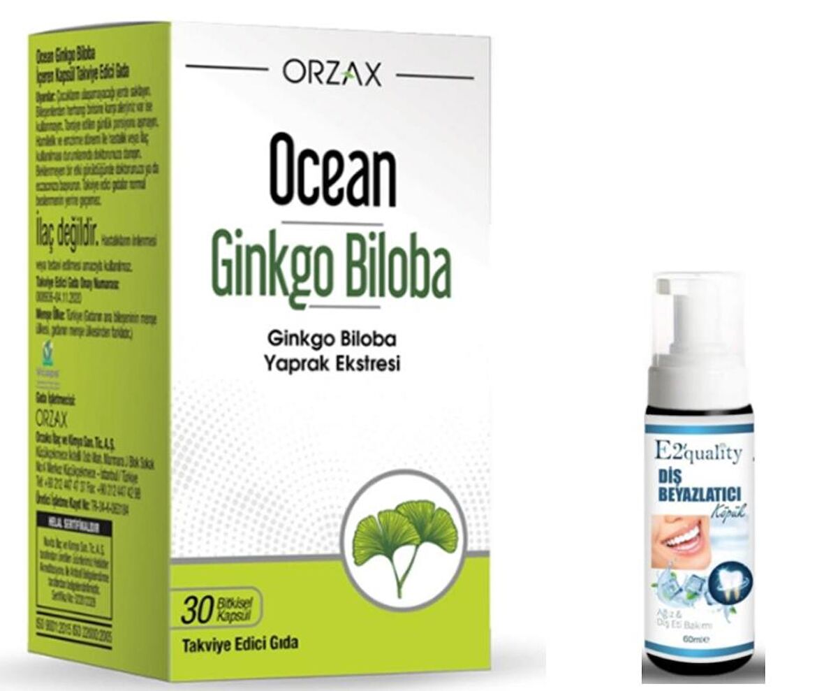 Orzax Ocean Ginkgo Biloba Takviye Edici Gıda 30 Bitkisel Kapsül - Diş Beyazlatici Köpük Hediye
