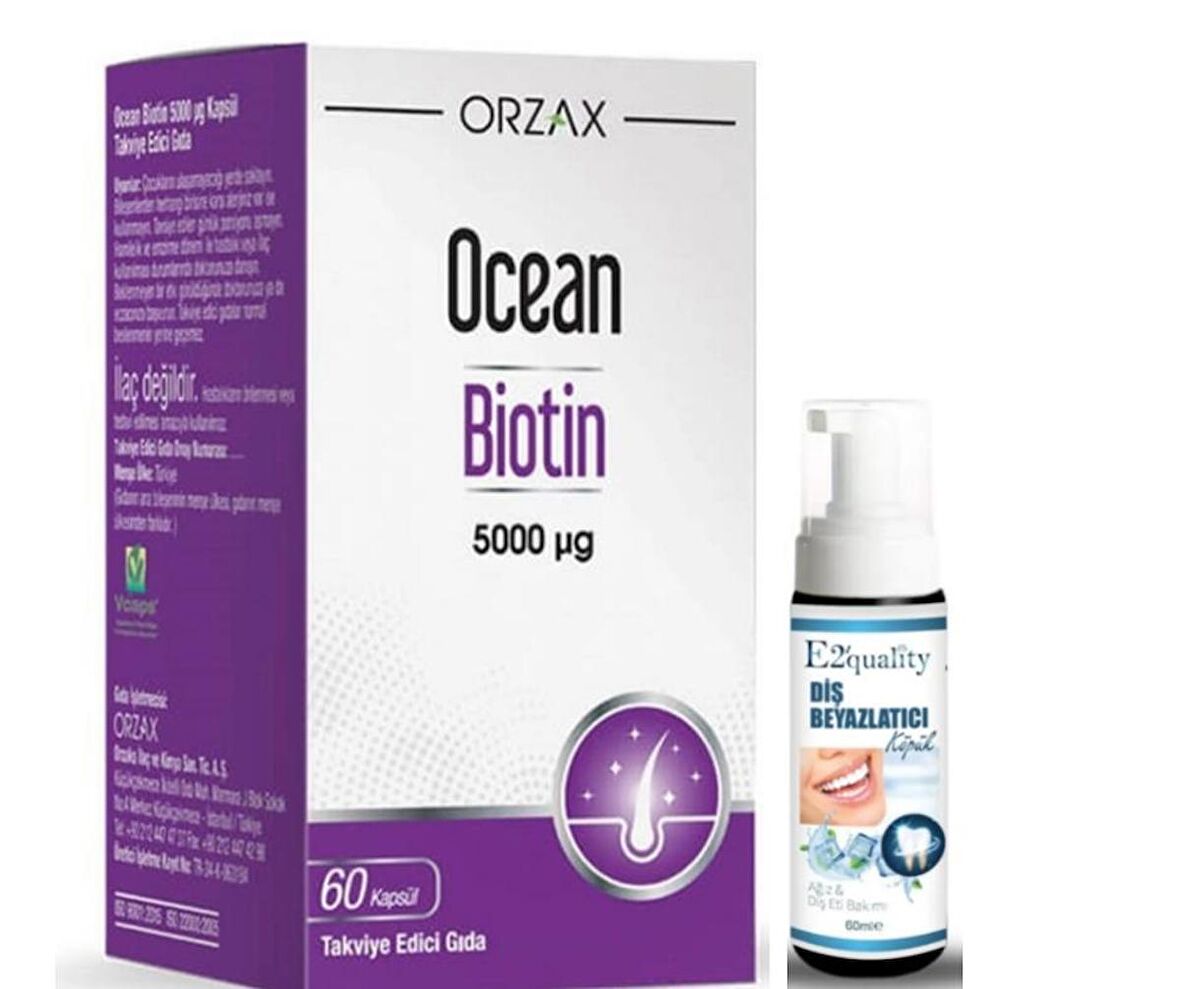 Orzax Ocean Biotin 60 Kapsül - Diş Beyazlatıcı Köpük Hediye