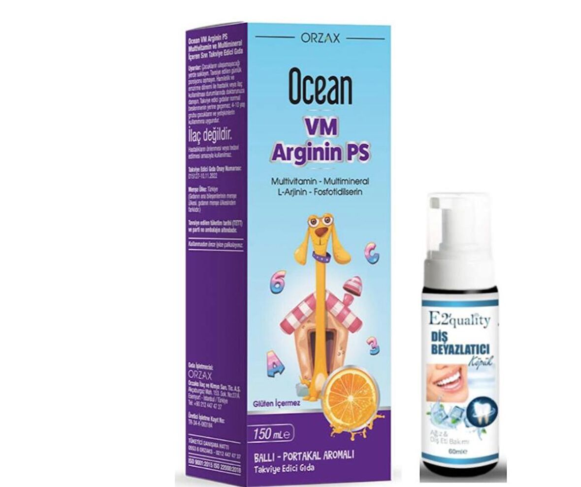 Orzax Ocean VM Arginin PS Takviye Edici Gıda 150 ml - Diş Beyazlatıcı Köpük Hediye