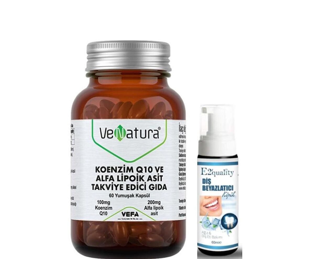 VeNatura Koenzim Q10 ve Alfa Lipoik Asit 60 Yumuşak Kapsül  - Diş Beyazlatıcı Köpük Hediye