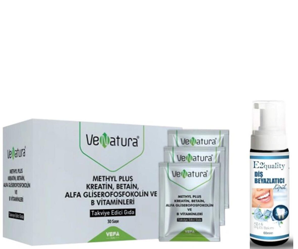 Venatura Methyl Plus Kreatin-Betain-Alfa Gliserofosfokolin ve B Vitaminleri 30 Saşe  - Diş Beyazlatıcı Köpük Hediye