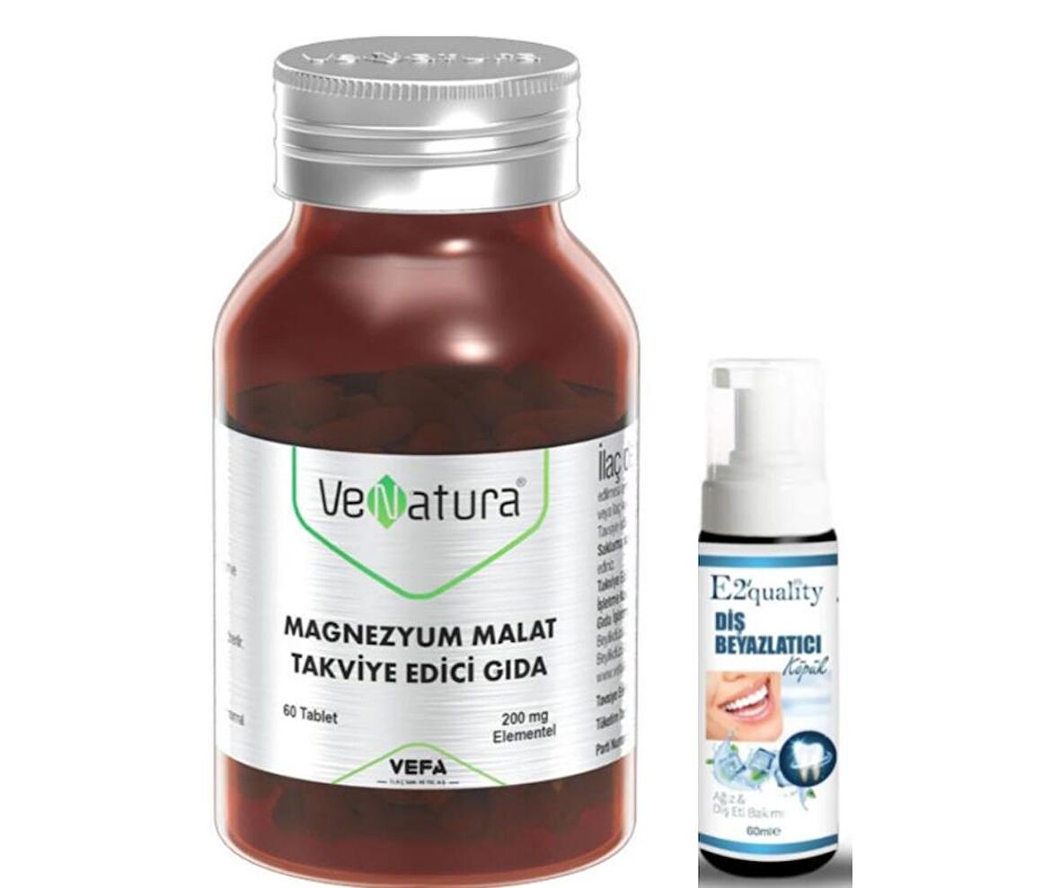 VeNatura Magnezyum Malat Takviye Edici Gıda 60 Tablet - Diş Beyazlatıcı Köpük Hediye