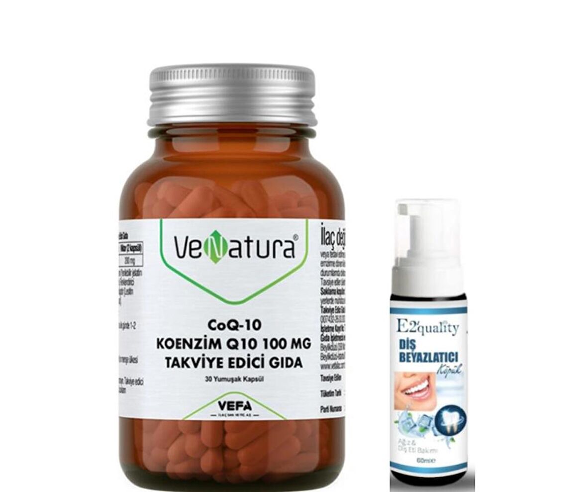 Venatura CoQ-10 Koenzim Q10 100 mg Takviye Edici Gıda 30 Kapsül - Diş Beyazlatıcı Köpük Hediye