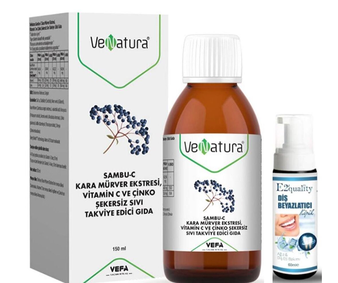 VeNatura Sambu-C Kara Mürver Ekstresi Takviye Edici Gıda 150 ml  - Diş Beyazlatıcı Köpük Hediye 