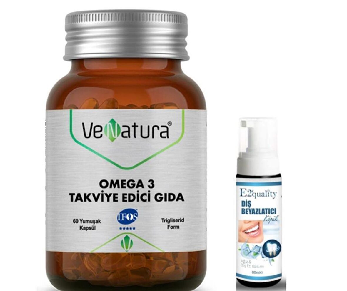 VeNatura Omega 3 Takviye Edici Gıda 60 Kapsül  - Diş Beyazlatıcı Köpük Hediye 