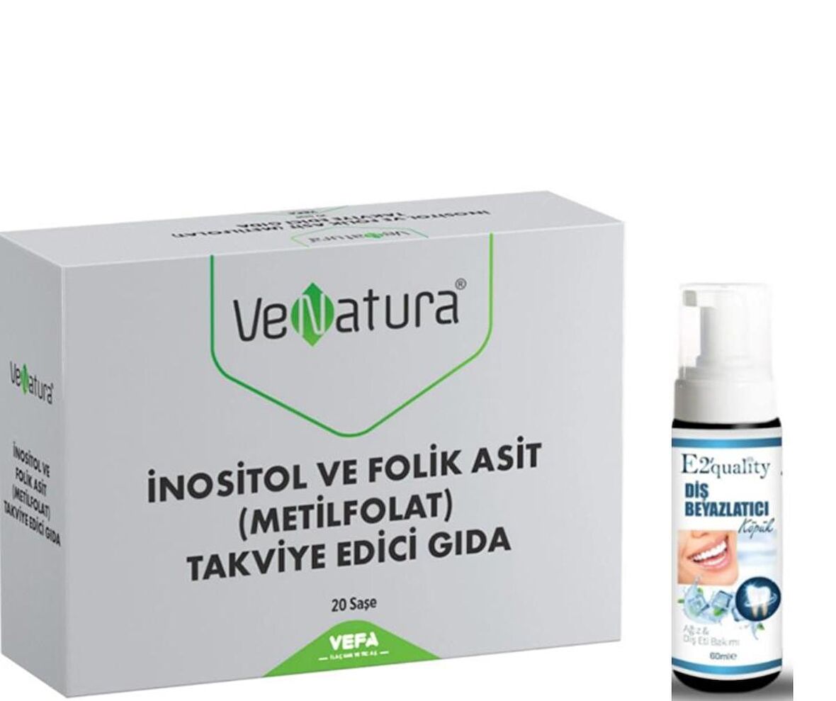 VeNatura İnositol ve Folik Asit (Metilfolat) 20 Saşe- Diş Beyazlatıcı Köpük Hediye 