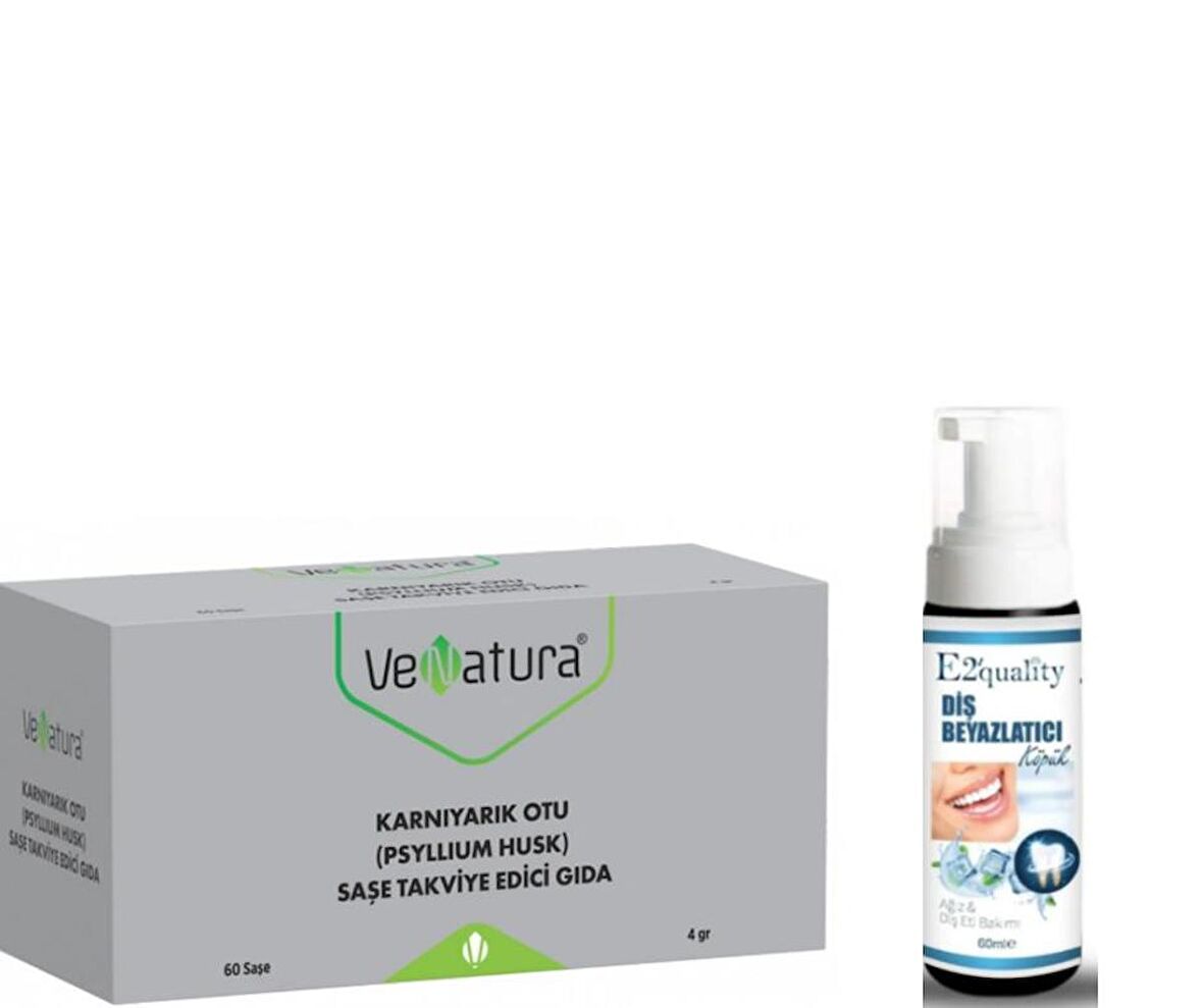 VeNatura Karnıyarık Otu (Psyllium Husk) Saşe Takviye Edici Gıda 60 Saşe  - Diş Beyazlatıcı Köpük Hediye
