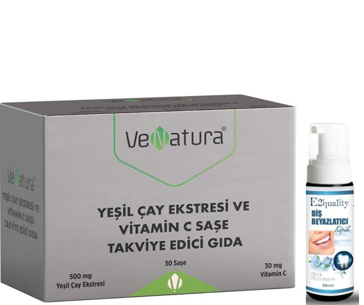 VeNatura Yeşil Çay Ekstresi ve Vitamin C Saşe Takviye Edici Gıda 30 Saşe - Diş Beyazlatıcı Köpük Hediye